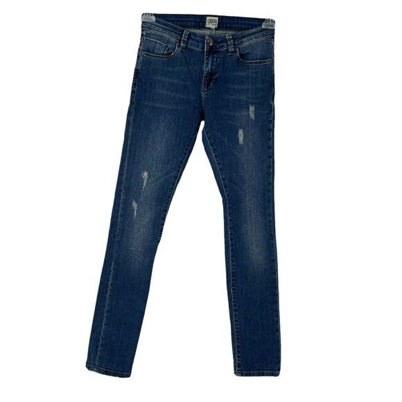 ASOS Blue Jeans Distressed Skinny Womens Size 4 Stretch Fit Casual Denim Pants - Picture 1 of 5